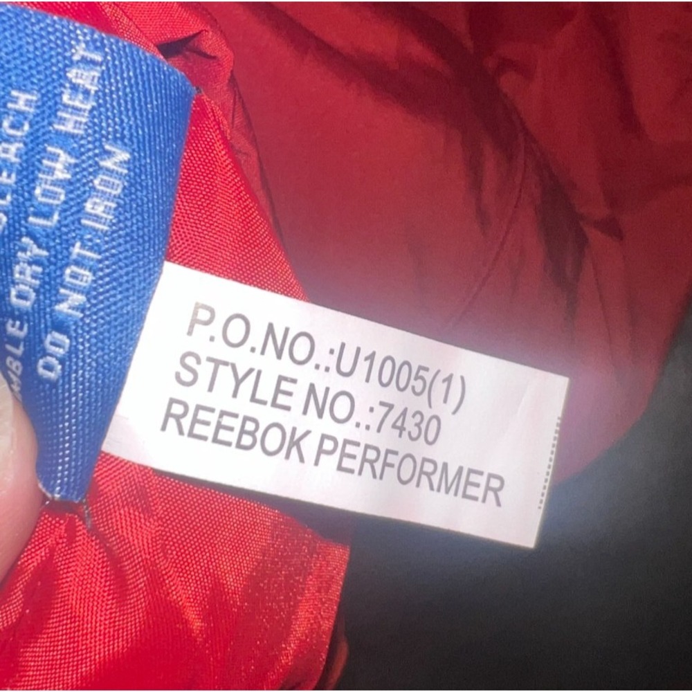 Reebok Performer Men's Large Red White Nylon Track Full Zip Up Windbreaker - Picture 10 of 10